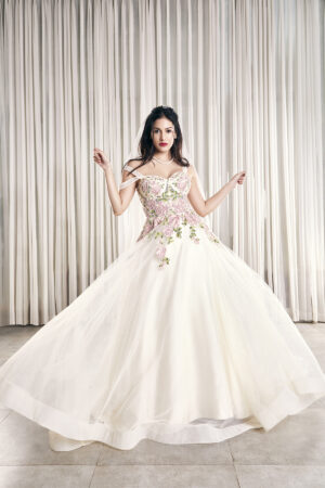 IVORY EMBROIDERED BALL GOWN