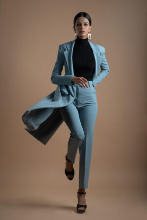 BLUE TRENCH COAT AND PANTS SET