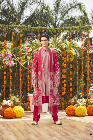 Pink Embroidered Sherwani