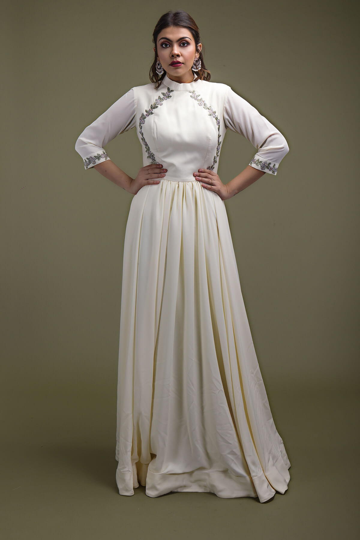 PLAIN IVORY ANARKALI DRESS