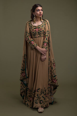 STUNNING OCHRE EMBROIDERED ANARKALI