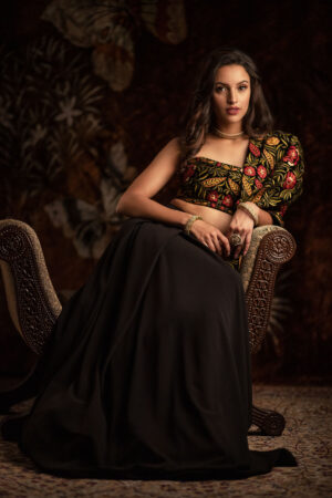 BLACK MODERN LEHENGA SET