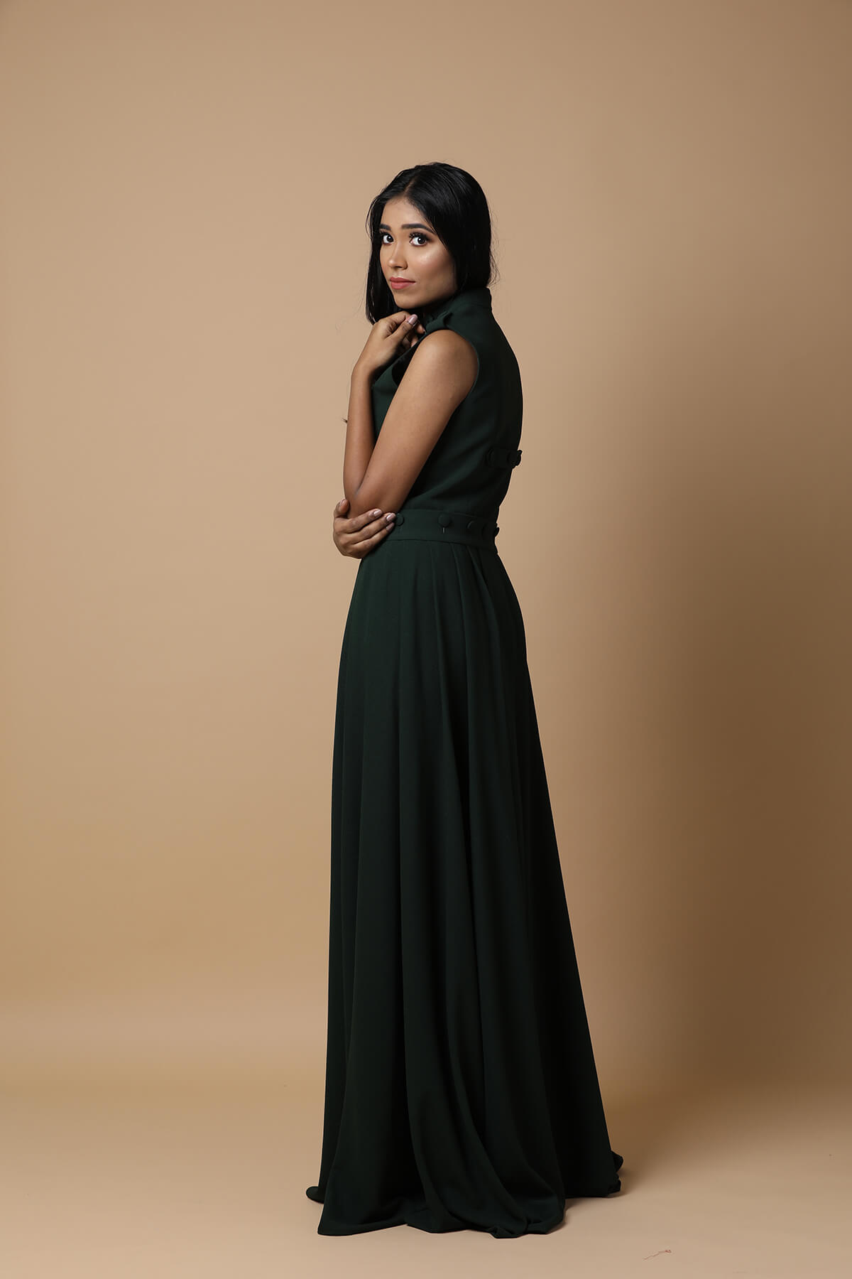 SUBTLE BOTTLE GREEN MAXI DRESS - Image 2