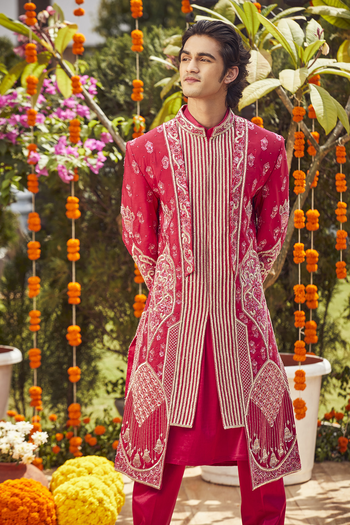 Pink Embroidered Sherwani - Image 2