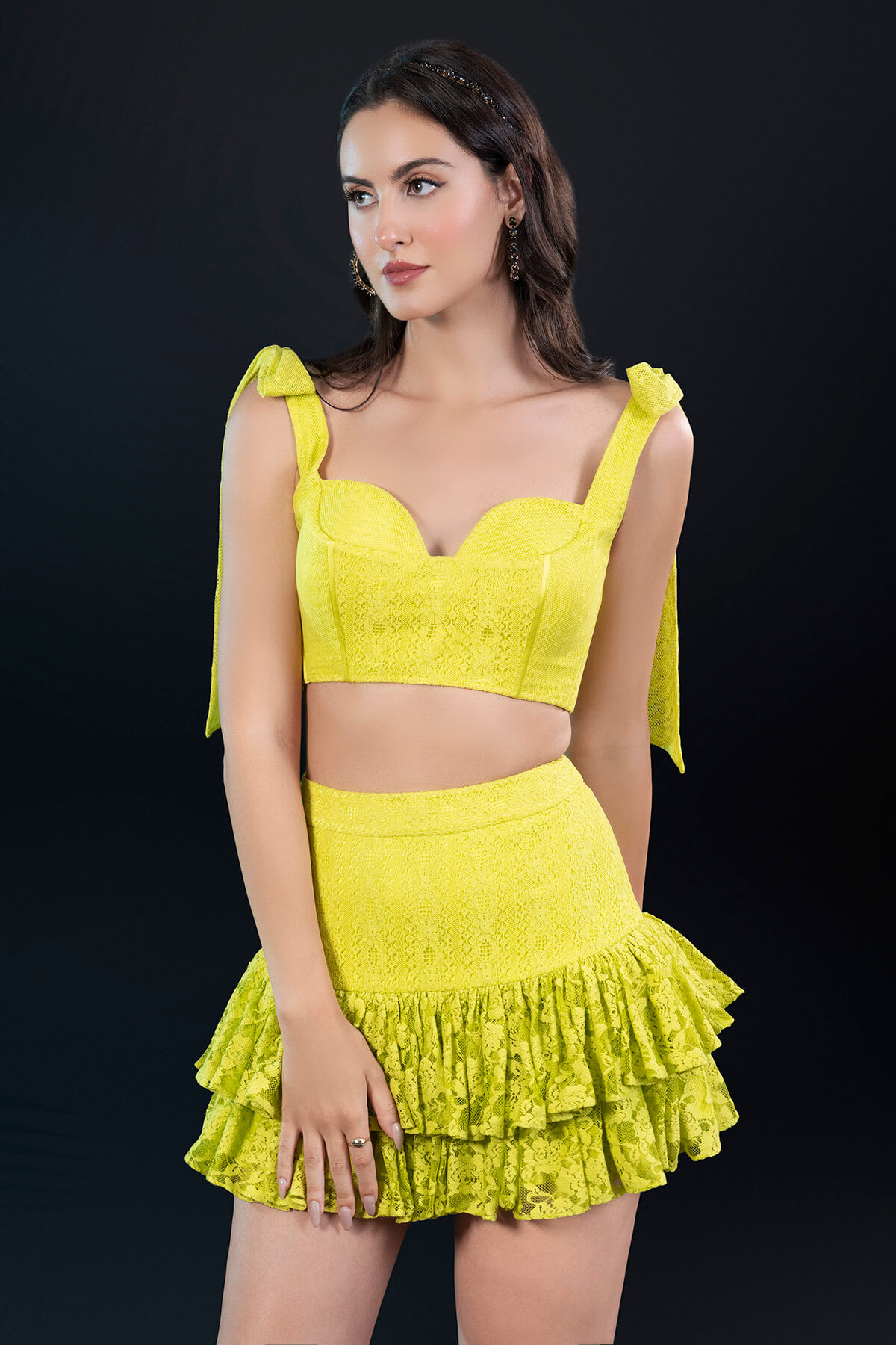 Neon green lace co-ord set - Image 2