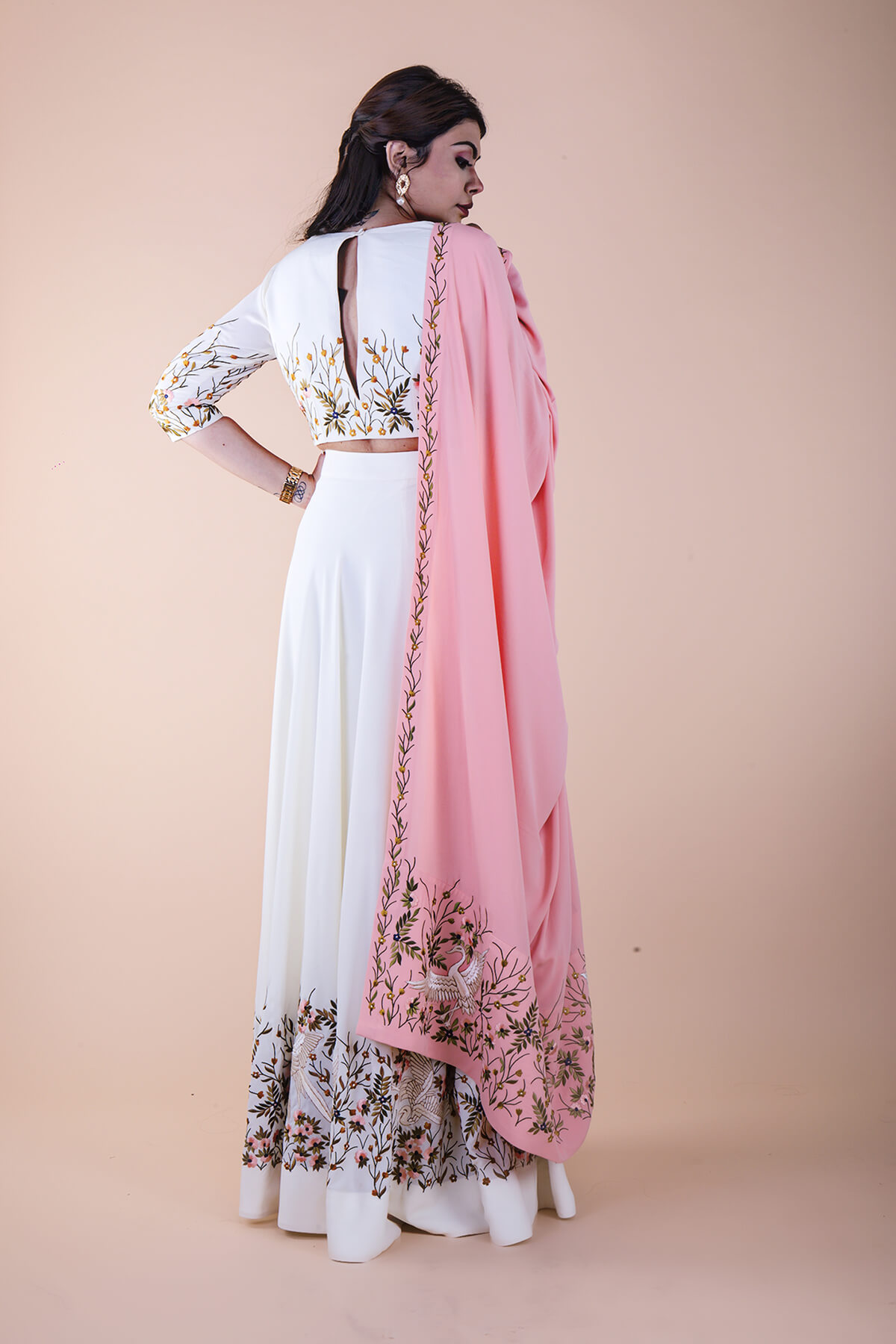 WHITE EMBROIDERED LEHENGA SET - Image 2