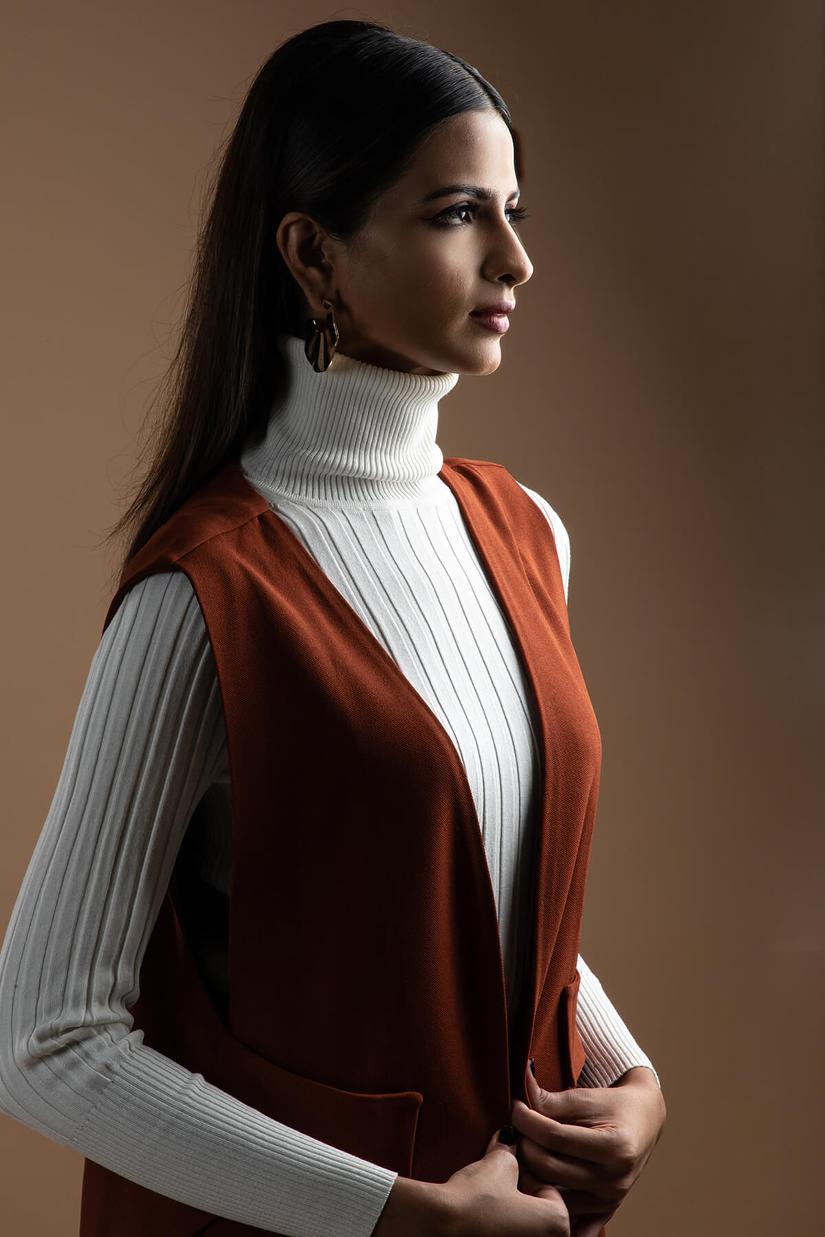 RUST BROWN TRENCH COAT AND PANTS SET - Image 3