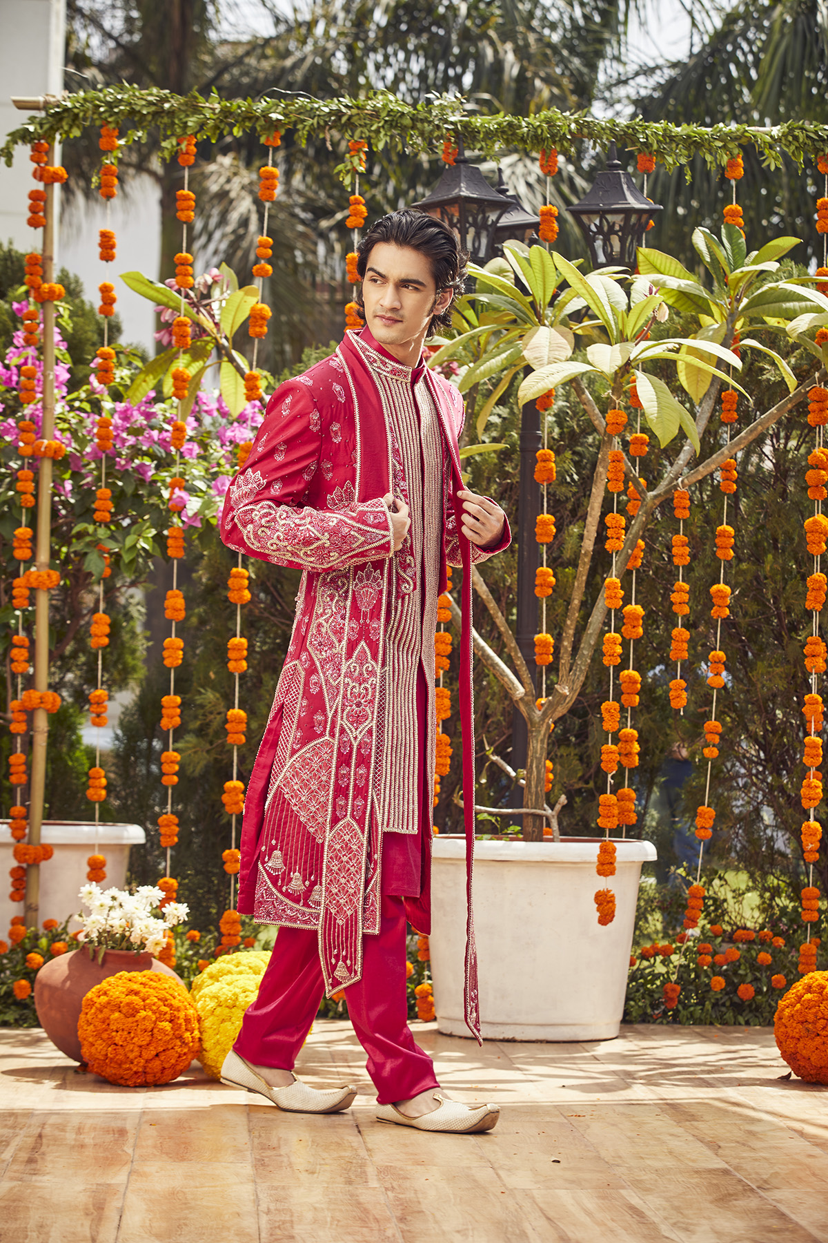 Pink Embroidered Sherwani - Image 3