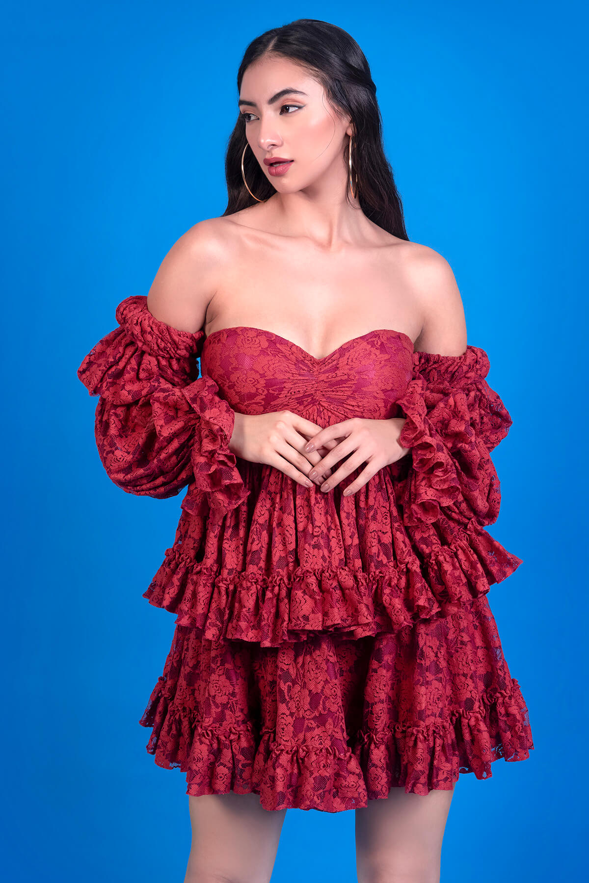 Wine lace dress - Image 5